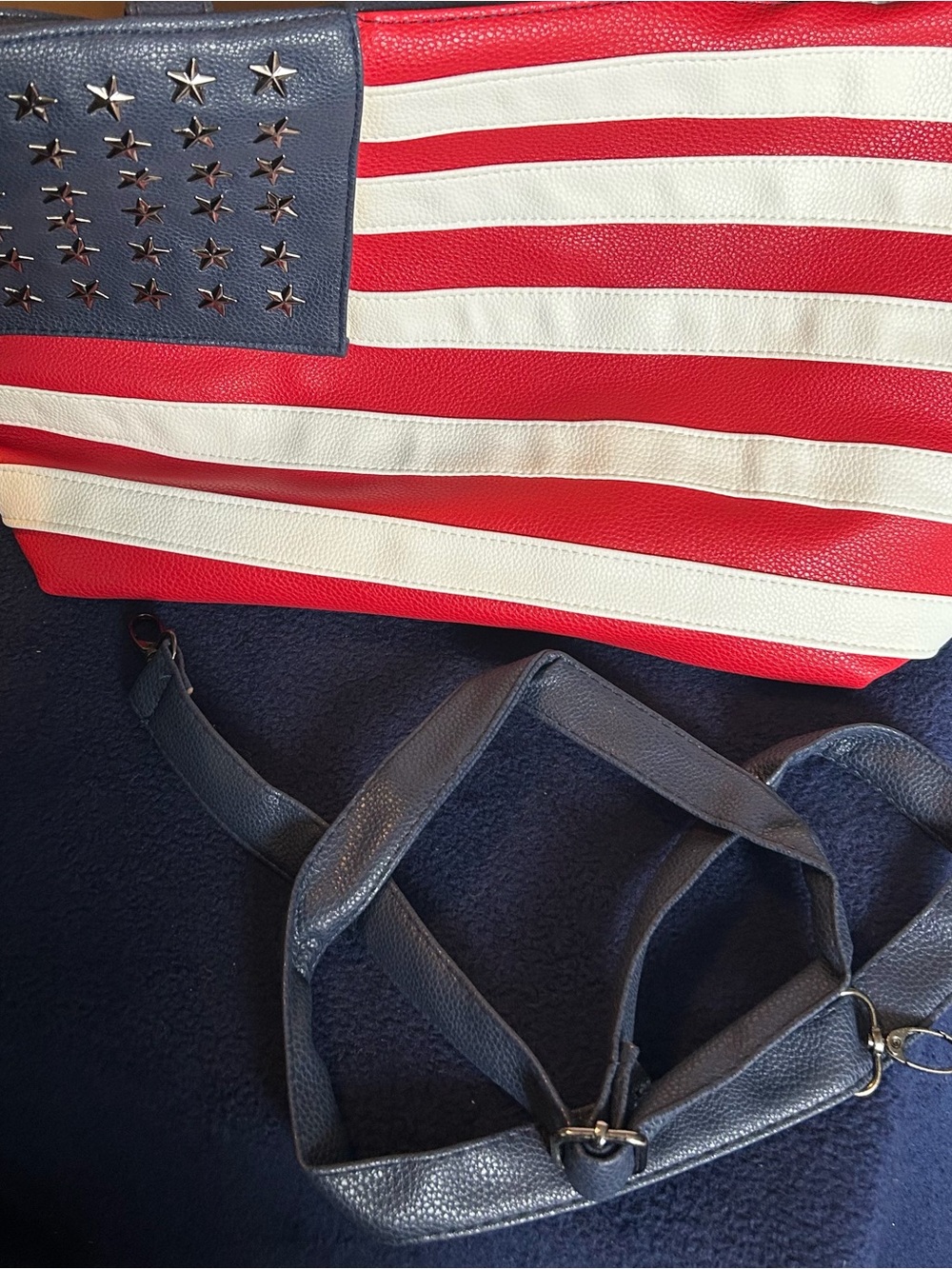Femina American Flag Tote Bag NWT Red White Blue Patriotic Shoulder Purse - Picture 6 of 13